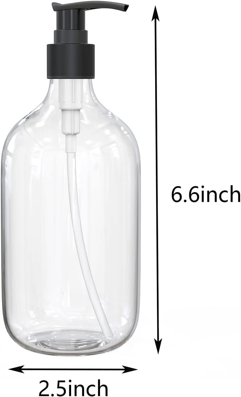 BallHull 10 Ounce Clear Plastic Pump Bottle Dispenser, Refillable Empty Bottle Container with Pump for Essential Oil Soap Lotion Shampoo, 2 Pcs - Image 2